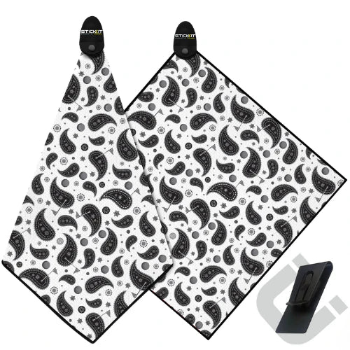 STICKIT Magnetic Golf Towel Paisley White