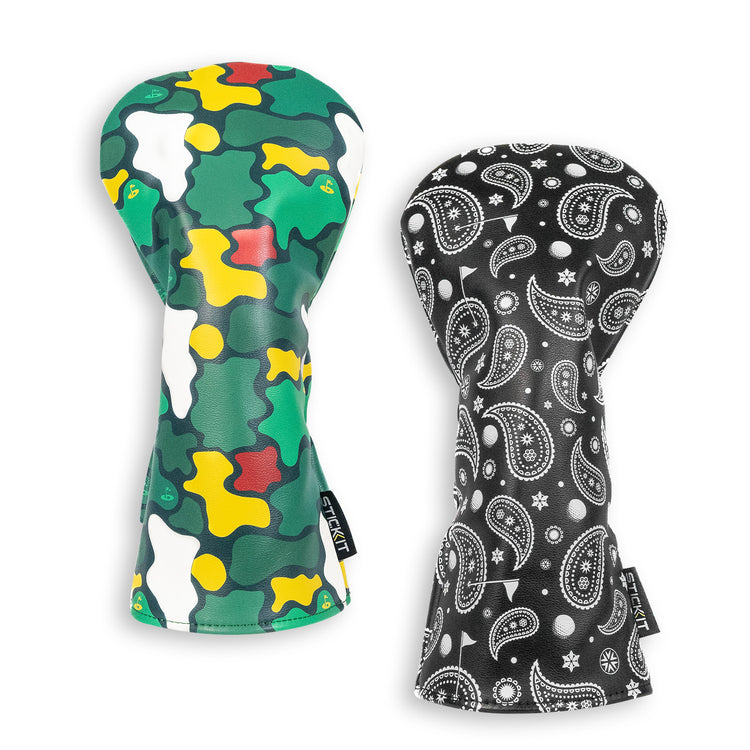 Colorful camo and black paisley oven mitt set, made of heat-resistant fabric, perfect for stylish kitchen use.