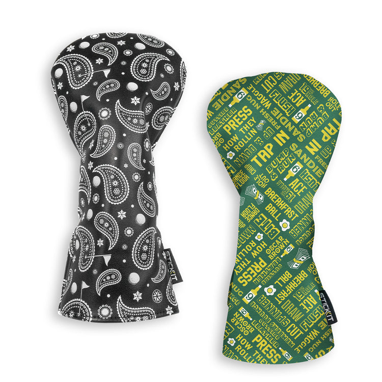 Black and green paisley and patterned silicone bottle covers for wine, stylish and durable.