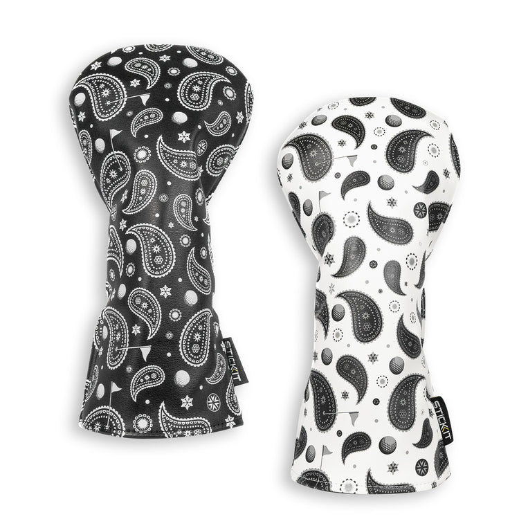Black and white paisley print oven mitts, cotton material, stylish kitchen accessory for baking and cooking.